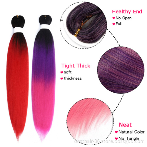 Hot Sale Kanekalons  24" Corchet Hair Wholesale Braid Synthetic Hair Extension Pre Stretched Easy Braid Twist Jumbo Wick Braid